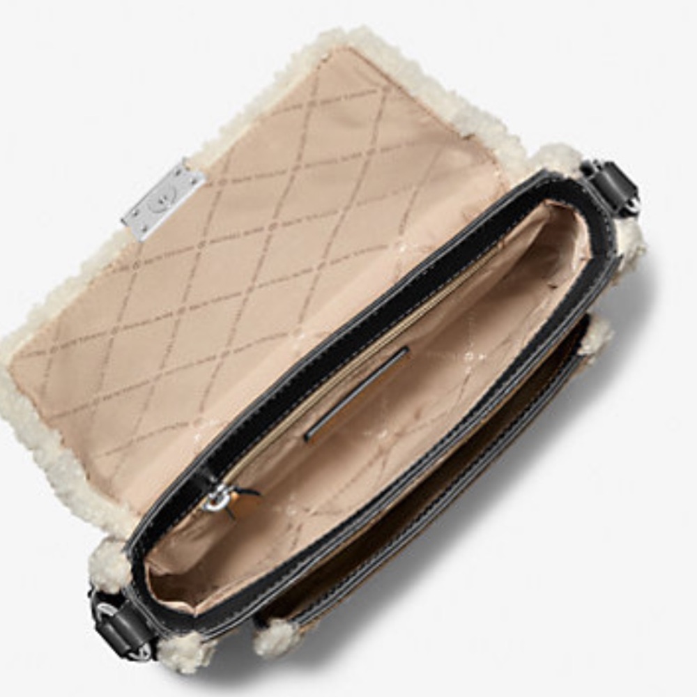 MICHAEL KORS Bradshaw Medium Suede and Faux Shearling Messenger Bag
Black 
NWT - Picture 6 of 16